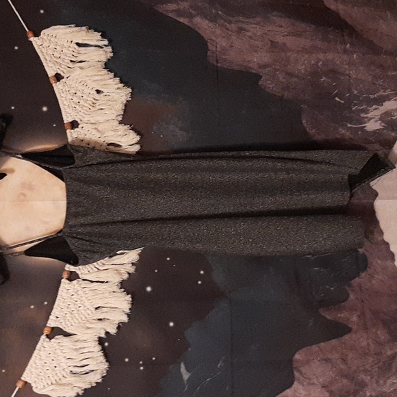 EUC medium black with silver party dress spaghetti straps wrap type look medium - Picture 6 of 6